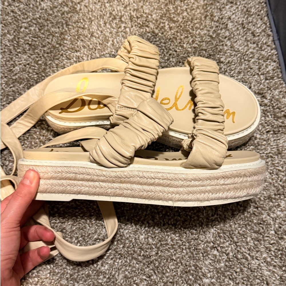 Sam Edelman Cream Ruched Sandals - Picture 2 of 4